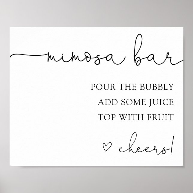Simple Calligraphy Mimosa Bar Drink Sign (Front)