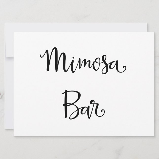 Simple Calligraphy | Mimosa Bar wedding Sign Invitation (Front)