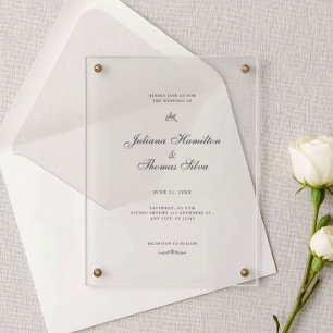 Simple Calligraphy Minimalist Wedding Acrylic Invitations