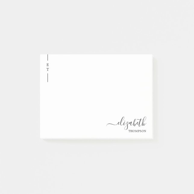 Simple Calligraphy Monogram Black and White  Post-it Notes (Front)