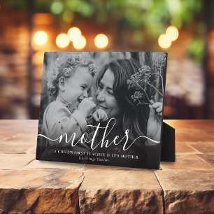 Simple Calligraphy 'Mother' Keepsake Photo Plaque