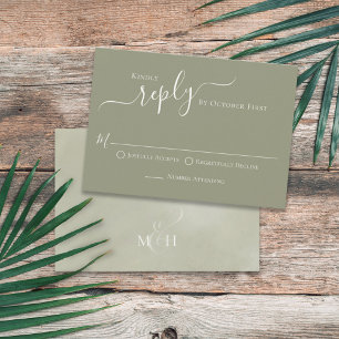 Simple Calligraphy Palm Leaves Meal Choice RSVP Card