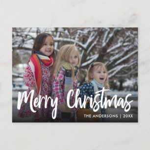 Simple Calligraphy Photo Christmas Postcard