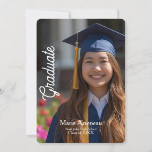 Simple  Calligraphy  Photo Grad Party  Personalize Card