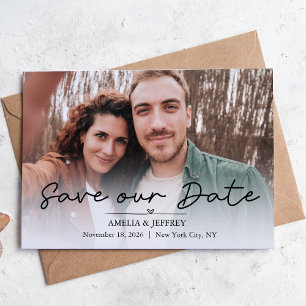 Simple Calligraphy Photo Save The Date