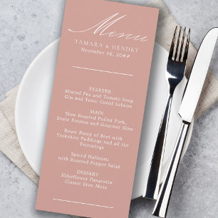 Simple Calligraphy Rose Gold Wedding Menu