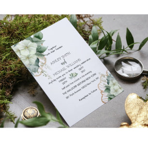 Simple Calligraphy Rustic Greenery Floral Wedding  Invitation