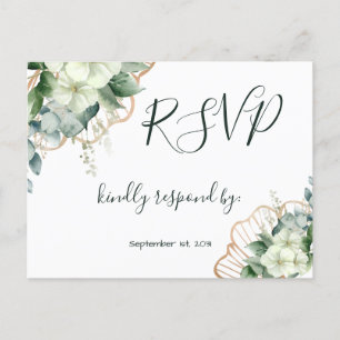 Simple Calligraphy Rustic Greenery Floral Wedding  Postcard