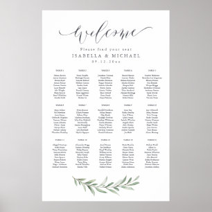 Simple Calligraphy Rustic Greenery Seating Chart