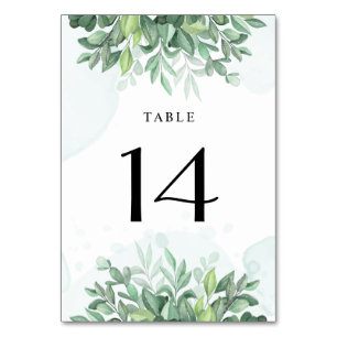 Simple calligraphy rustic greenery table number