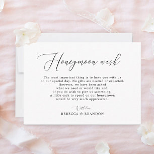 Simple Calligraphy Rustic Honeymoon Wish Enclosure Card