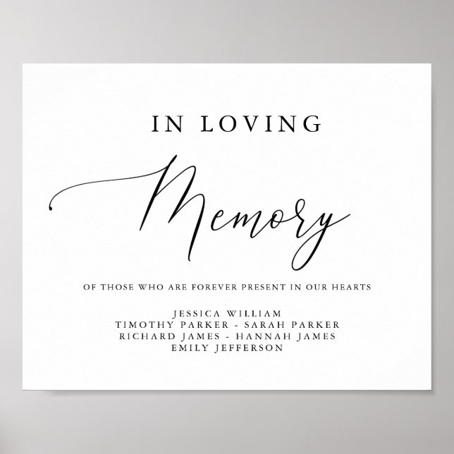 Simple Calligraphy Rustic In Loving Memory Sign (Front)
