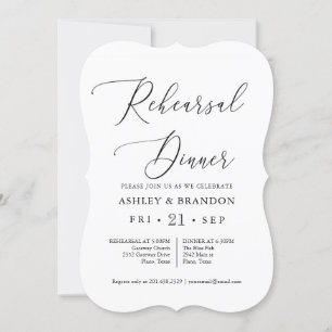 Simple Calligraphy Rustic Rehearsal Dinner Invitation