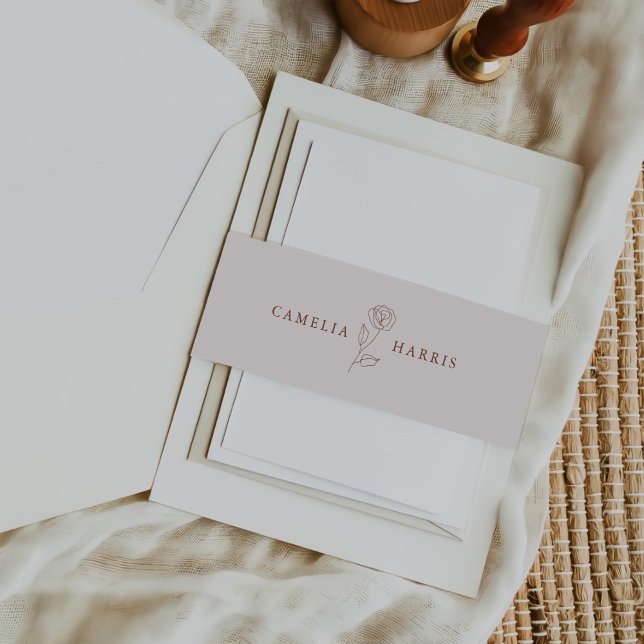 Simple Calligraphy Rustic Wedding Invitation Belly Band (Creator Uploaded)