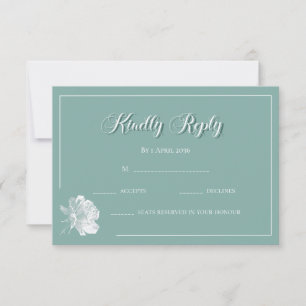 Simple Calligraphy Sage Green Floral Wedding RSVP Card