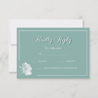 Simple Calligraphy Sage Green Floral Wedding RSVP Card