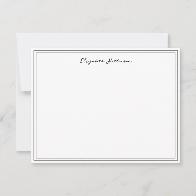 Simple Calligraphy Script Border Stationery  Card (Front)