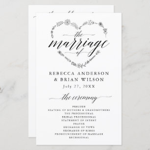 Simple Calligraphy Script Elegant Wedding Program