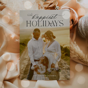 Simple Calligraphy Script Modern Minimalist Photo Holiday Card