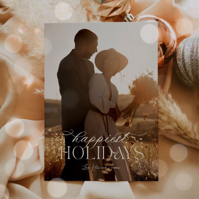 Simple Calligraphy Script Modern Minimalist Photo Holiday Card (Creator Uploaded)