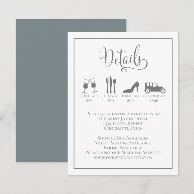 Simple Calligraphy Script Wedding Details Enclosure Card (Front/Back)