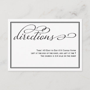 Simple Calligraphy Script Wedding Directions Card