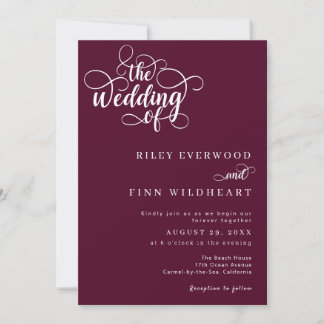 Simple Calligraphy Script Wedding Invitation