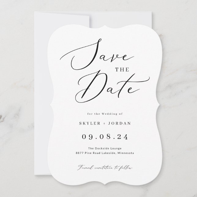Simple Calligraphy Script Wedding Save The Date (Front)