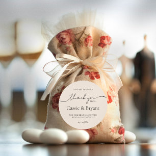 Simple Calligraphy Script Wedding Thank You Classic Round Sticker