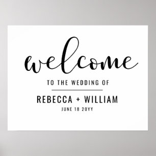 Simple Calligraphy Script Welcome Wedding Poster
