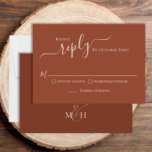 Simple Calligraphy Terracotta Classic Guest RSVP Card