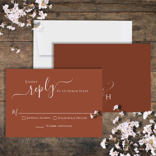 Simple Calligraphy Terracotta Classic Guest RSVP Card
