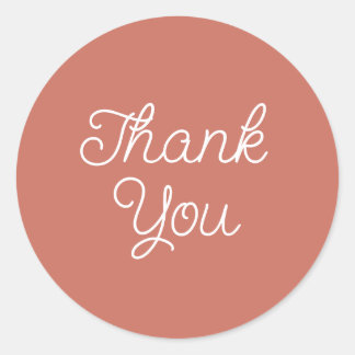 Simple Calligraphy Terracotta Flat Thank You Card Classic Round Sticker