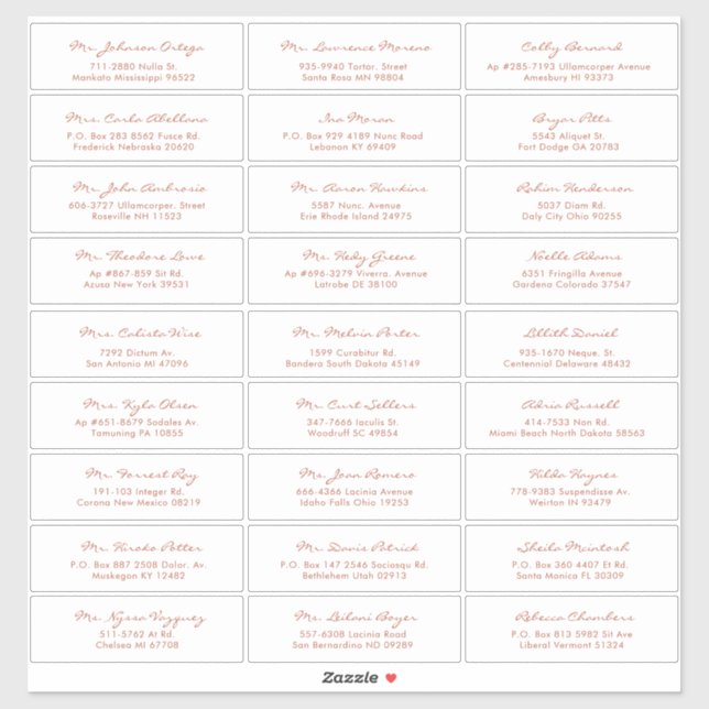 Simple Calligraphy Terracotta Wedding Guest (Sheet)