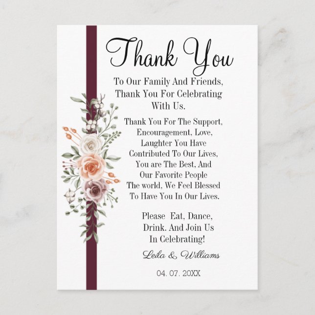 Simple calligraphy Text Wedding  Thank You Card (Front)