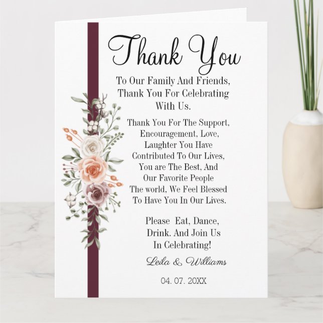 Simple calligraphy Text Wedding  Thank You Card (Front)