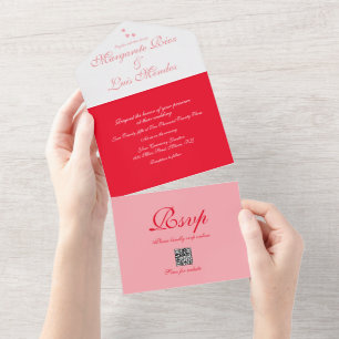 Simple Calligraphy Valentines Wedding All In One Invitation