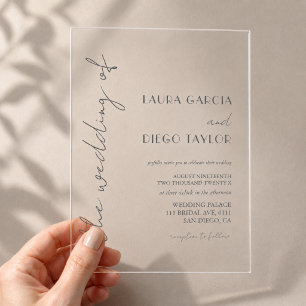 Simple Calligraphy Wedding Acrylic Invitations