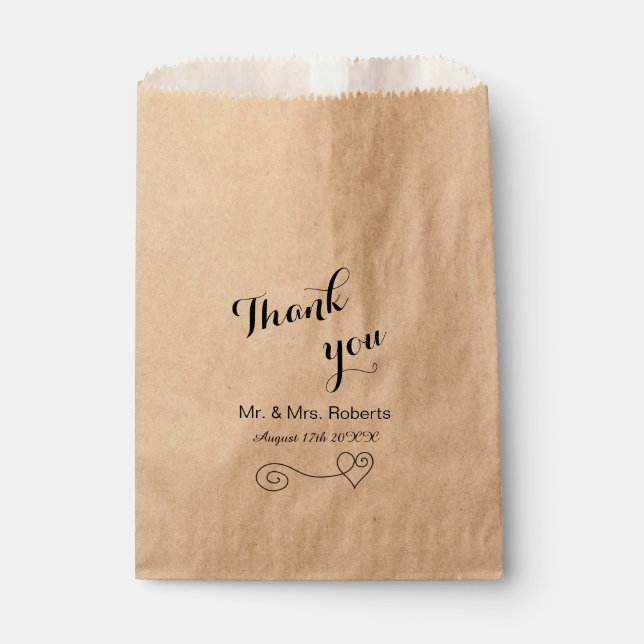 Simple calligraphy wedding favour bags (Front)
