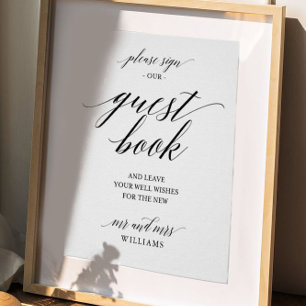 Simple Calligraphy Wedding Guest Book Sign Poster