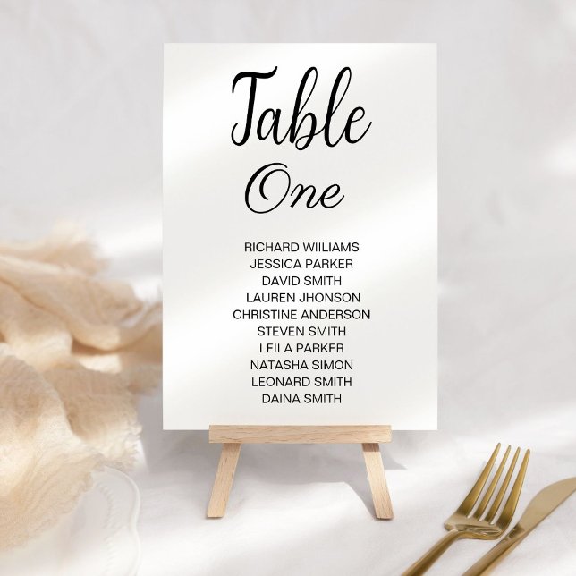 Simple calligraphy wedding guest name seatingchart table number (Creator Uploaded)
