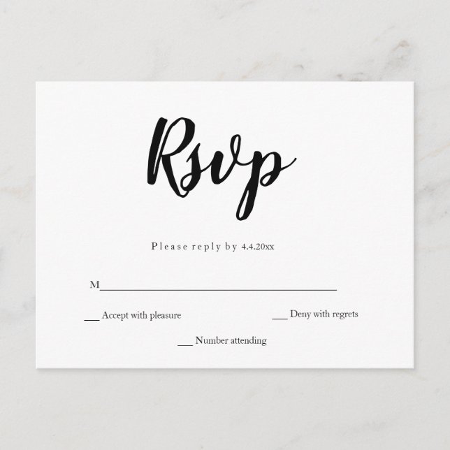 Simple calligraphy wedding rsvp postcards (Front)
