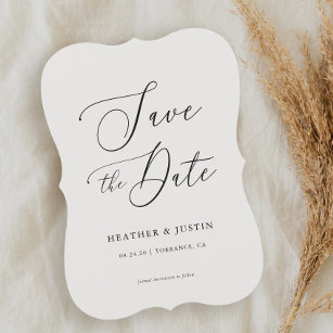 Simple Calligraphy Wedding Save the Dates Invitation