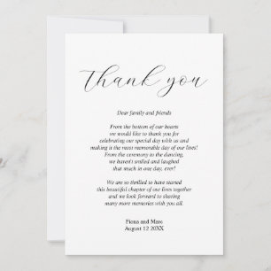 Simple calligraphy wedding thank you card