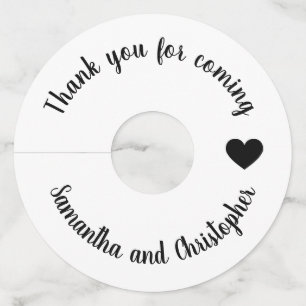 Simple calligraphy wedding thank you for coming wine glass tag