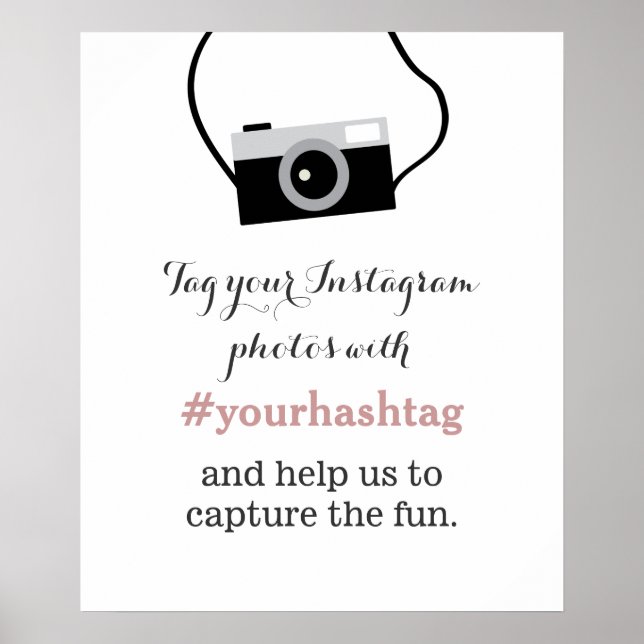 Simple Camera Instagram Photos Hashtag Sign (Front)