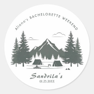 Simple Camping Weekend Bachelorette Party  Classic Round Sticker