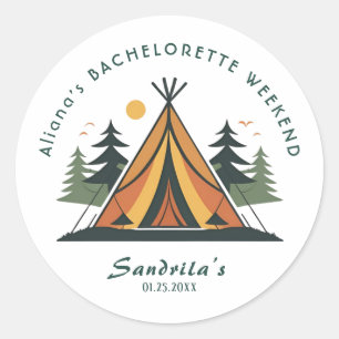 Simple Camping Weekend Bachelorette Party Classic Round Sticker