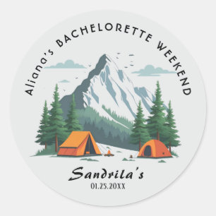 Simple Camping Weekend Bachelorette Party  Classic Round Sticker