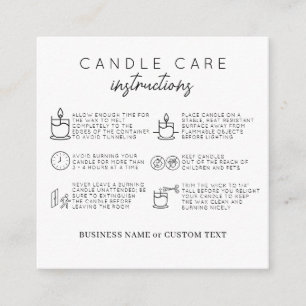Simple Candle Care Safety Instructions Business Enclosure Card